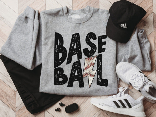 Lightning Bolt Baseball Unisex Baseball Sweatshirts  / Baseball Toddler, Youth, and Adult Soft Style Sweater