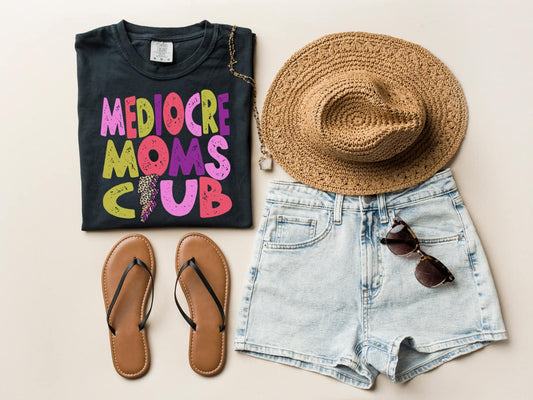 Mediocre Mom's Club - Funny Mom Shirt- Rocker Tee/ Softstyle Tee