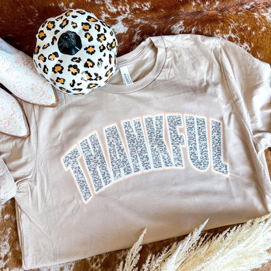 Thankful Leopard Print Bella Canvas Fall T-Shirt/ Fall Shirts for Moms and Kids