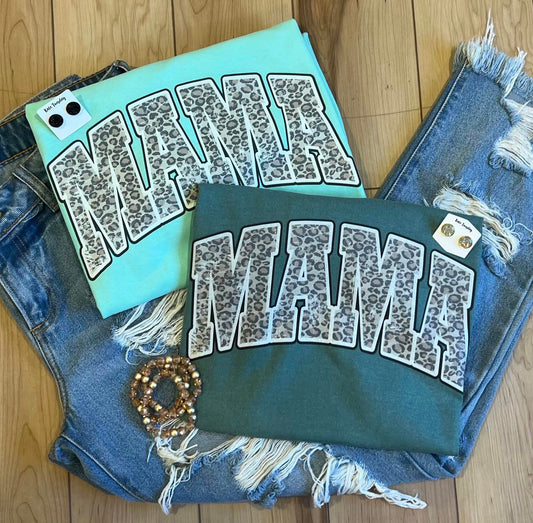 Bella or Comfort Colors Leopard Mama Tee/ Super Cute Mama Shirt