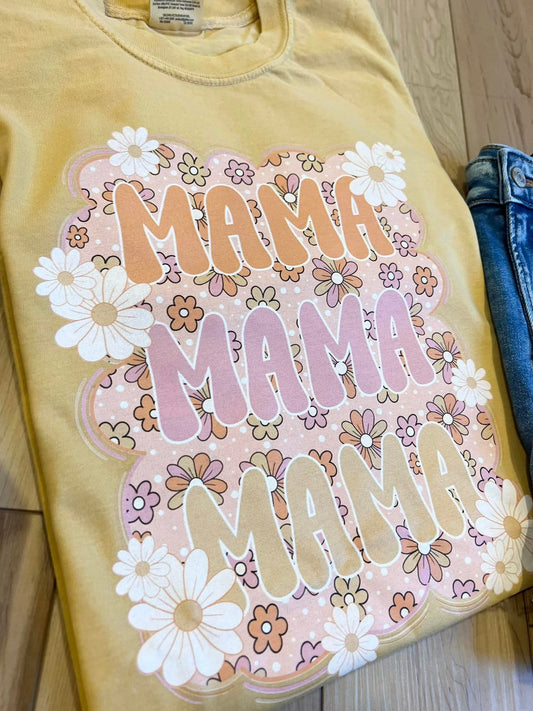Comfort Colors or Bella Canvas Mama Stacked Tee / Gifts for Her/ Daisy Floral Tee/ Mothers Day Gift