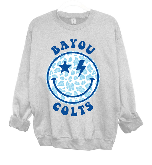 Bayou Colts Distressed Smiley Unisex Sweatshirt / Toddler, Youth, and Adult Sizes