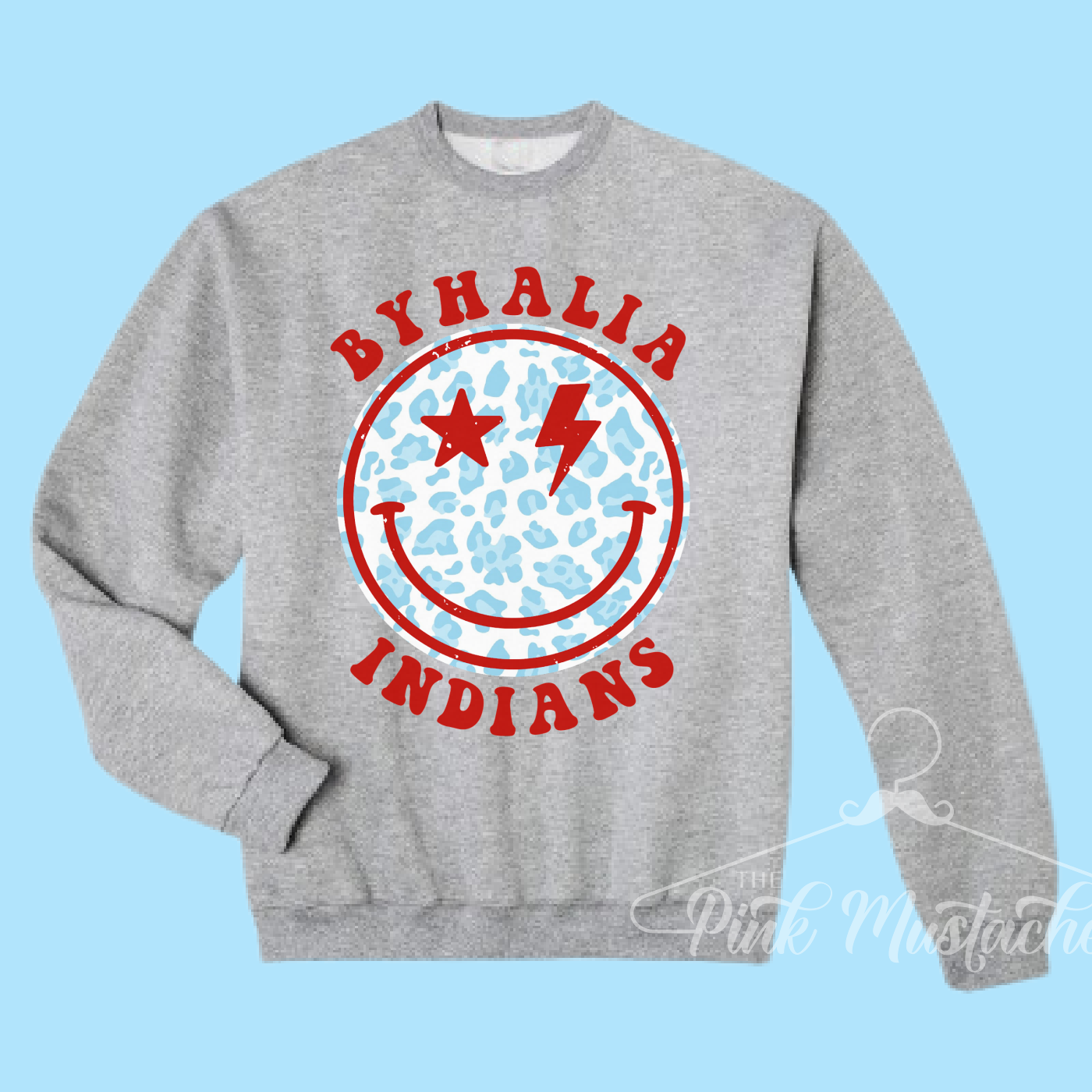 Byhalia Indians Distressed Smiley Unisex Sweatshirt / Toddler, Youth, and Adult Sizes/ Lewisburg -Desoto County Schools / Mississippi School Shirt