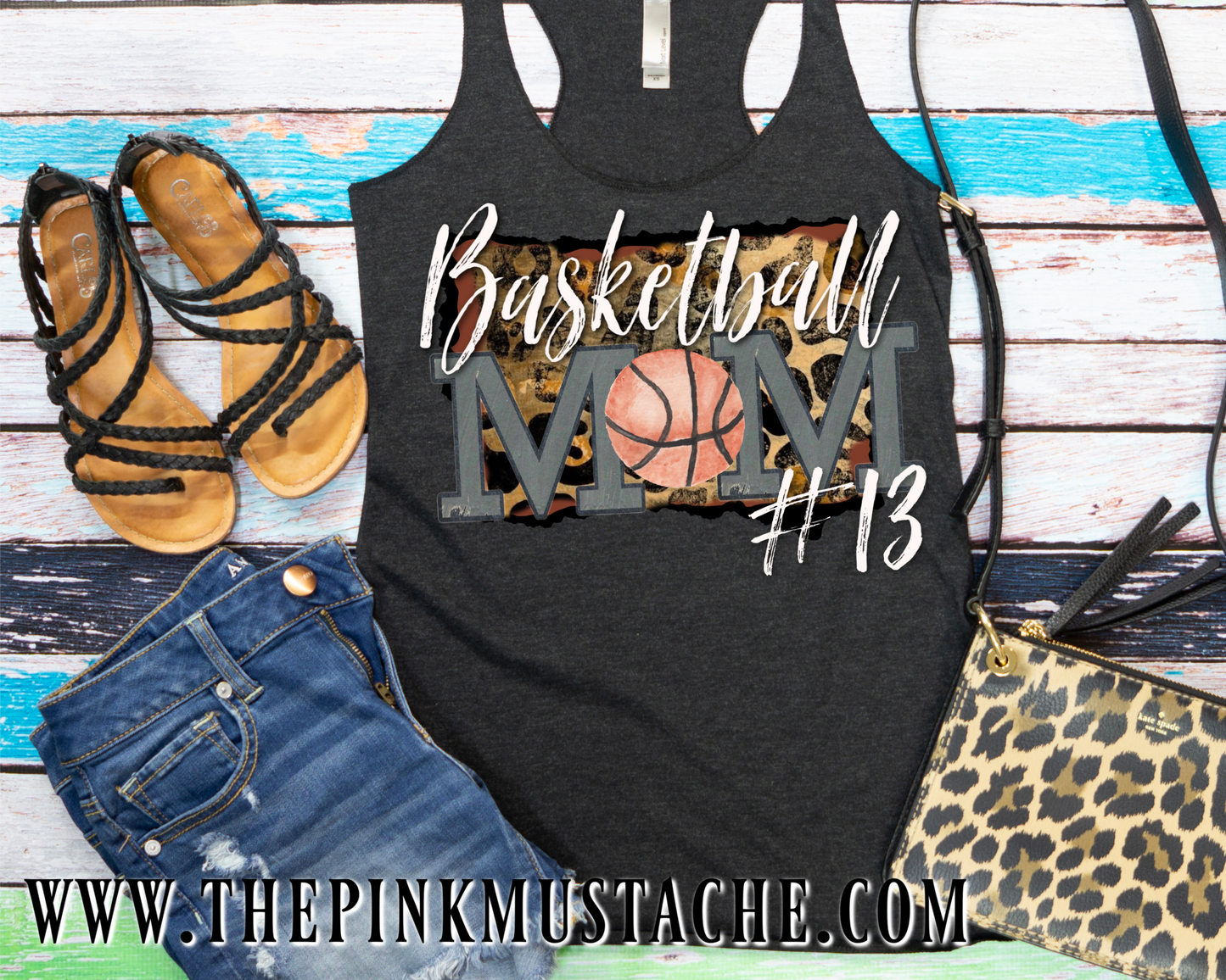 Custom Basketball Mom Tank Top with Child's Number