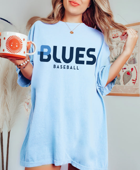 Comfort Color Blues Baseball Tee/ Baseball Mom Shirt