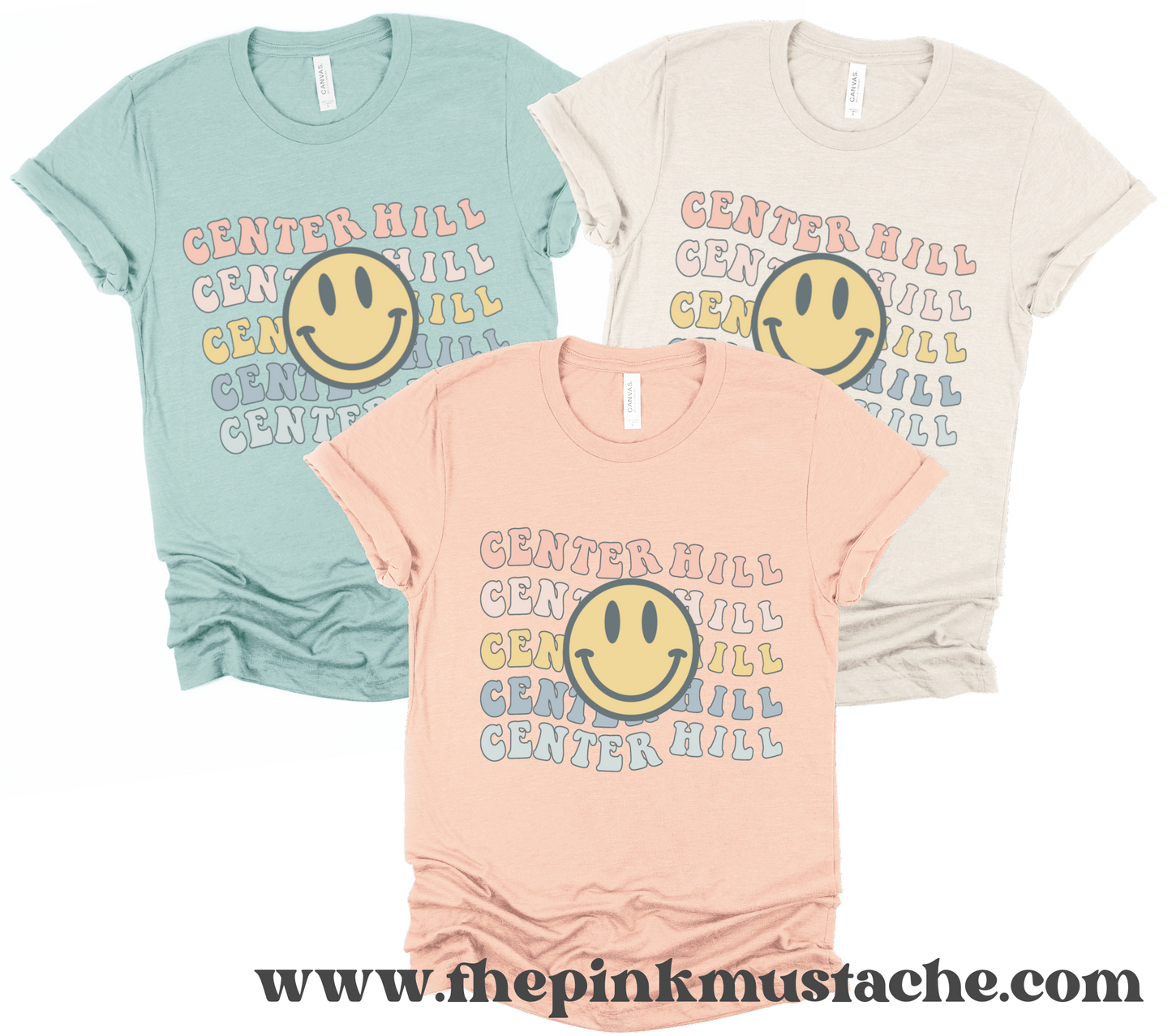 Smiley Center Hill Mustangs Retro Shirt / DC -Desoto County Schools / Mississippi School Shirt