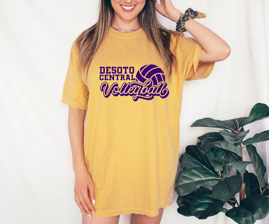 Comfort Colors Desoto Central Jaguars Volleyball Mustard Tee / Desoto County Schools / Mississippi School Shirt