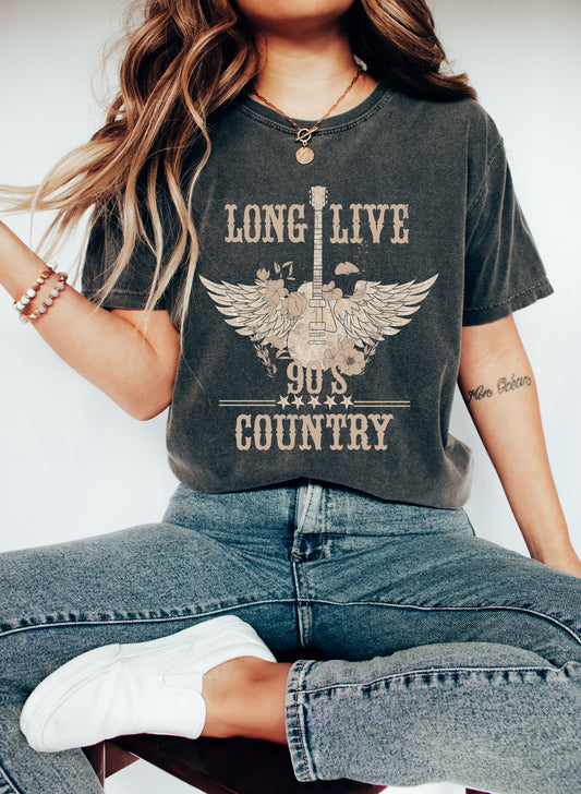 Comfort Colors or Bella Long Live 90's Country Music Tee/ Youth and Adult Sizes