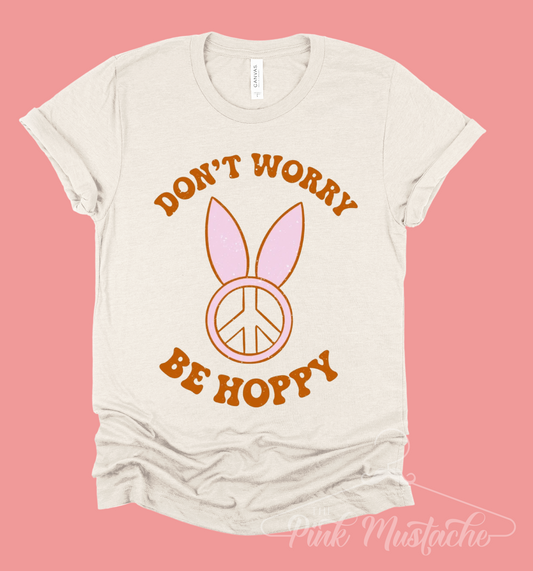 Don't Worry, Be Hoppy Peace Retro Easter Shirt/ Toddler, Youth, and Adult Sizes/Religious Tee/ Unisex Sized Tee / Easter Spring Shirt