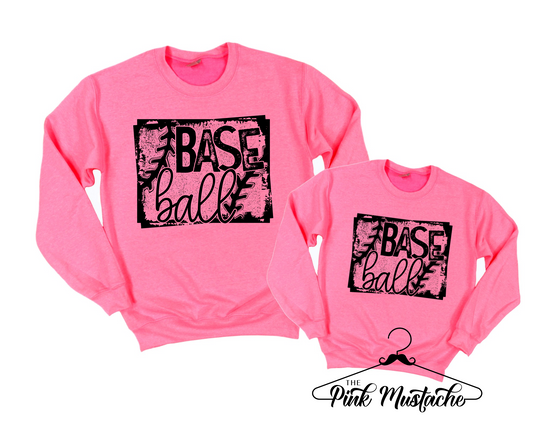 Pretty In Pink Unisex Baseball Sweatshirt/ Baseball Youth and Adult Sizes
