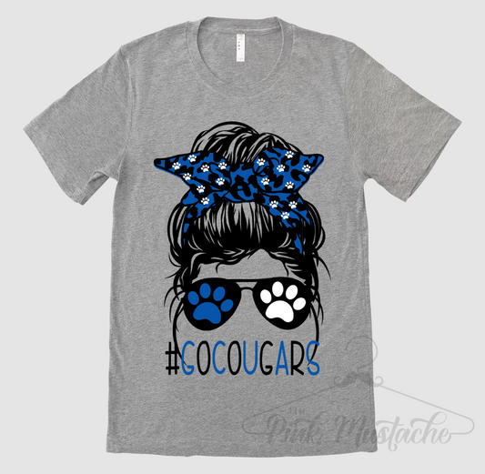 Messy Bun Go Cougars Soft Style School Tee