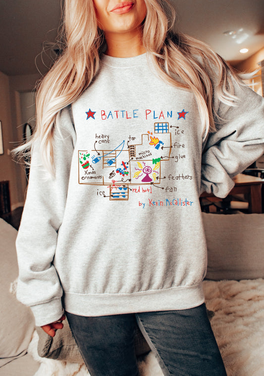 Battle Plan Christmas Home Security Funny Christmas Sweatshirt - Youth and Adult Size/ Mult Colors