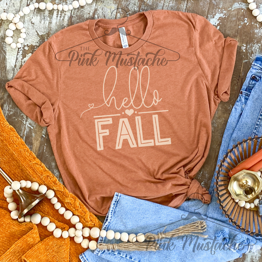 Hello Fall - Pumpkin Shirt/ Bella Canvas / Fall Layering Tee / Teachers Tee