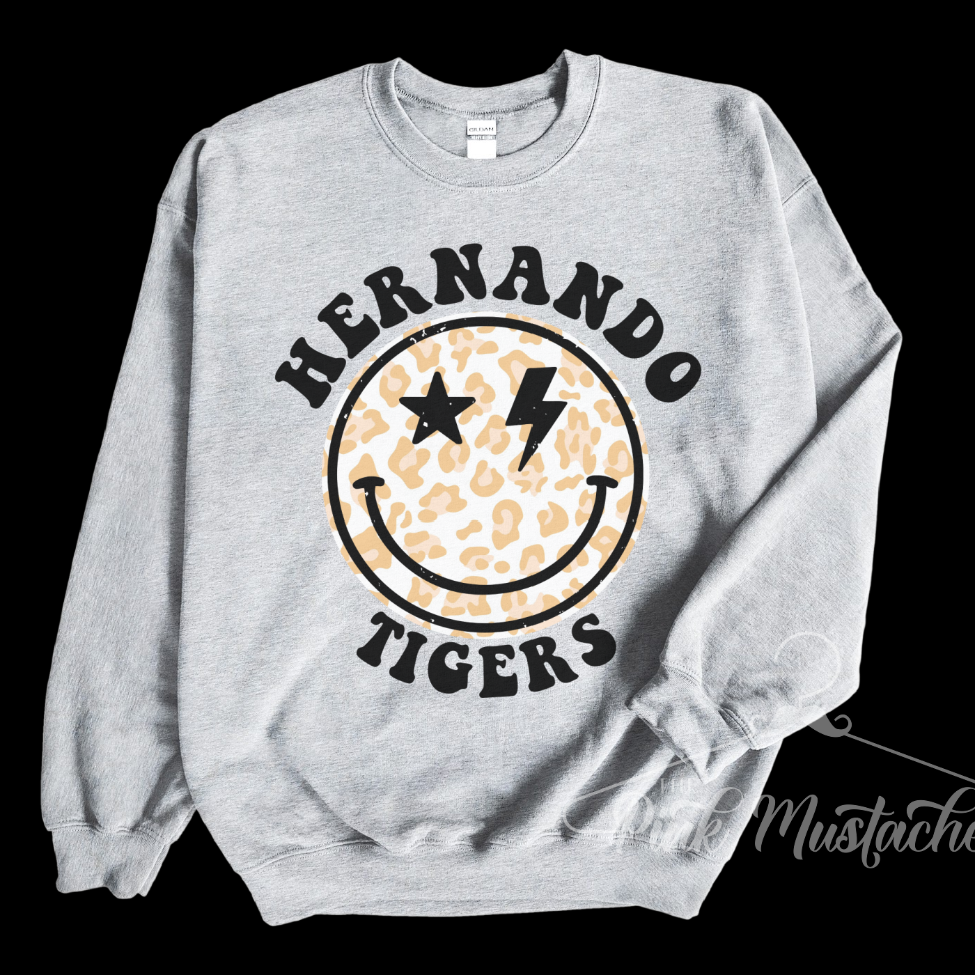 Hernando Tigers Distressed Smiley Unisex Sweatshirt / Toddler, Youth, and Adult Sizes/ Desoto County Schools / Mississippi School Shirt