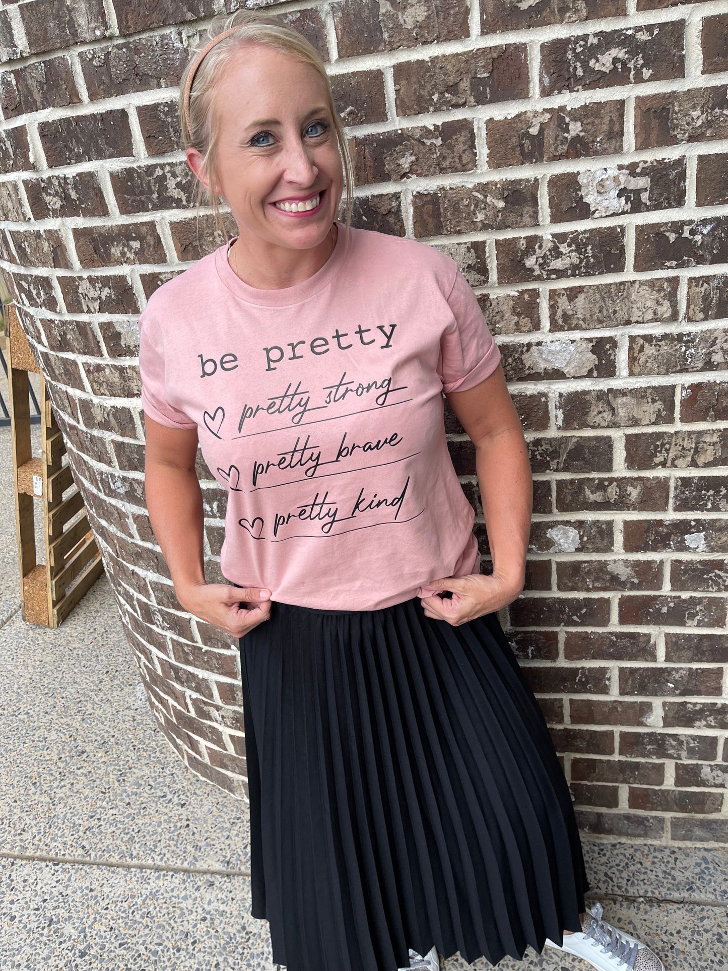 Youth and Adult Be Pretty - Pretty Strong, Pretty Brave, Pretty Kind Tee/ Softstyle Mommy and Me Tee