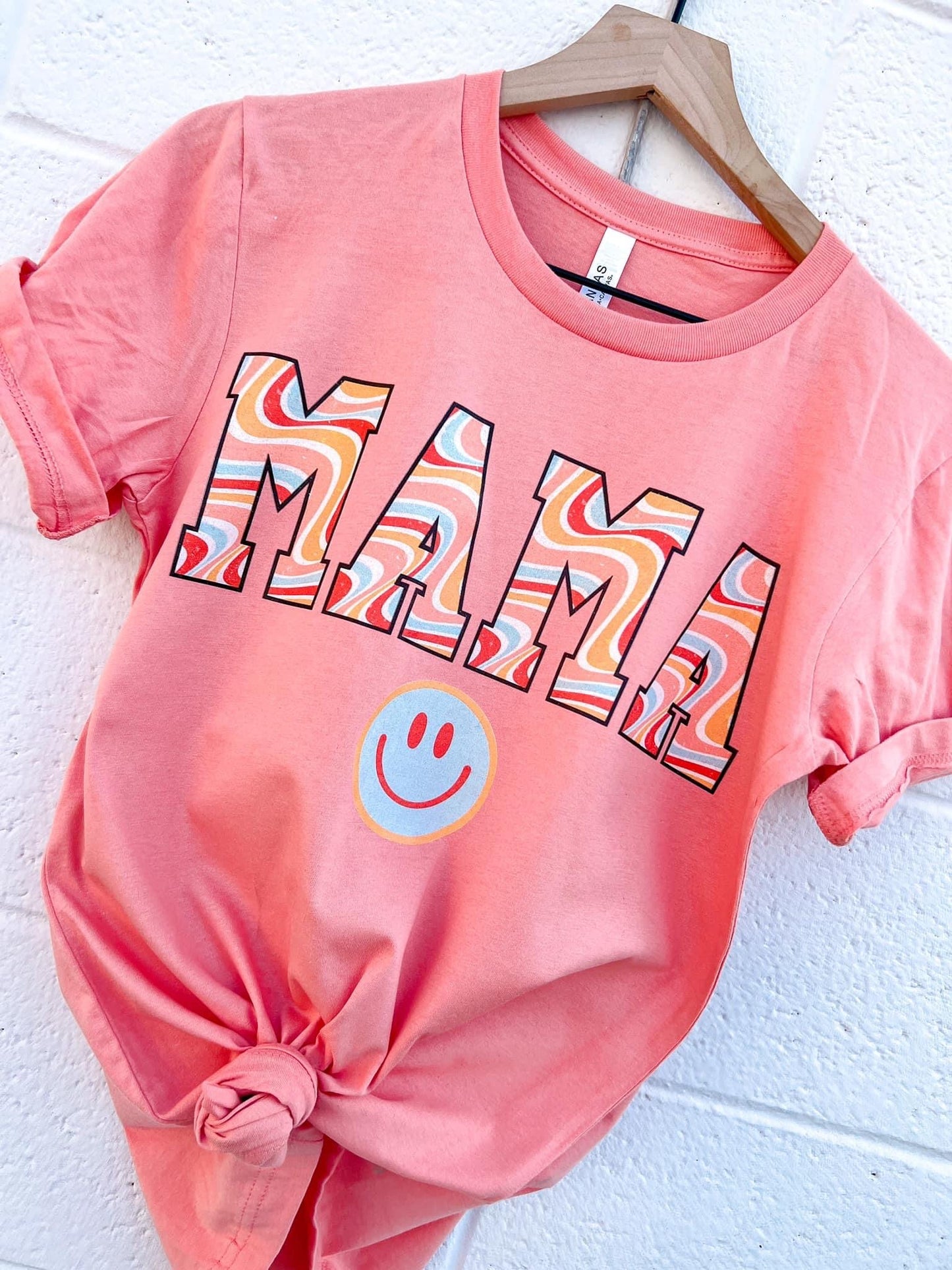 Retro Mama Smiley Tee - Fun Mom Shirt- Rocker Tee/ Softstyle Tee