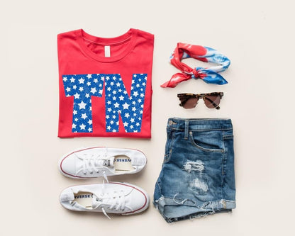 Soft Style Bright Star Custom Any State Patriotic Tee/ Quality Retro Tee / Mississippi - or Any State Tee