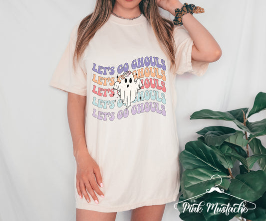Comfort Colors Let's Go Ghouls Halloween Shirt/  Adult Sizes Available