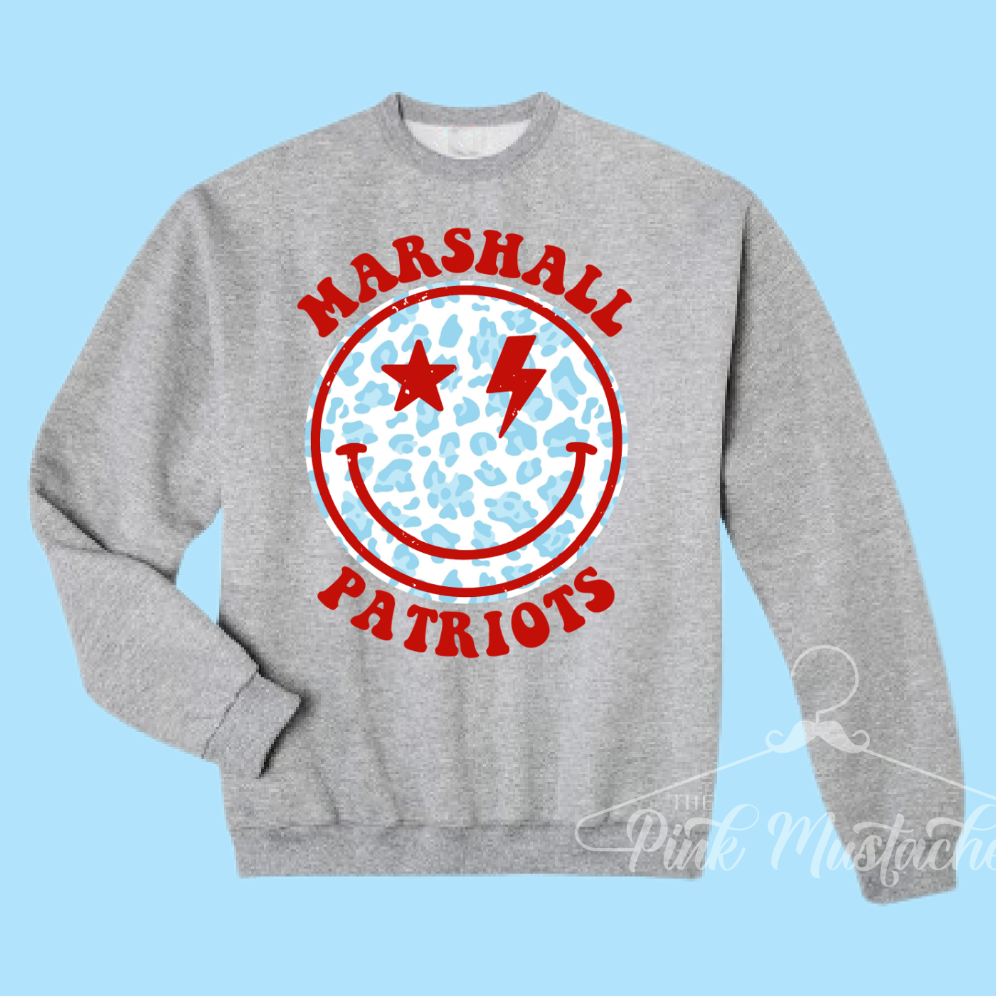 Marshall Patriots Distressed Smiley Unisex Sweatshirt / Toddler, Youth, and Adult Sizes/ Lewisburg / Mississippi School Shirt