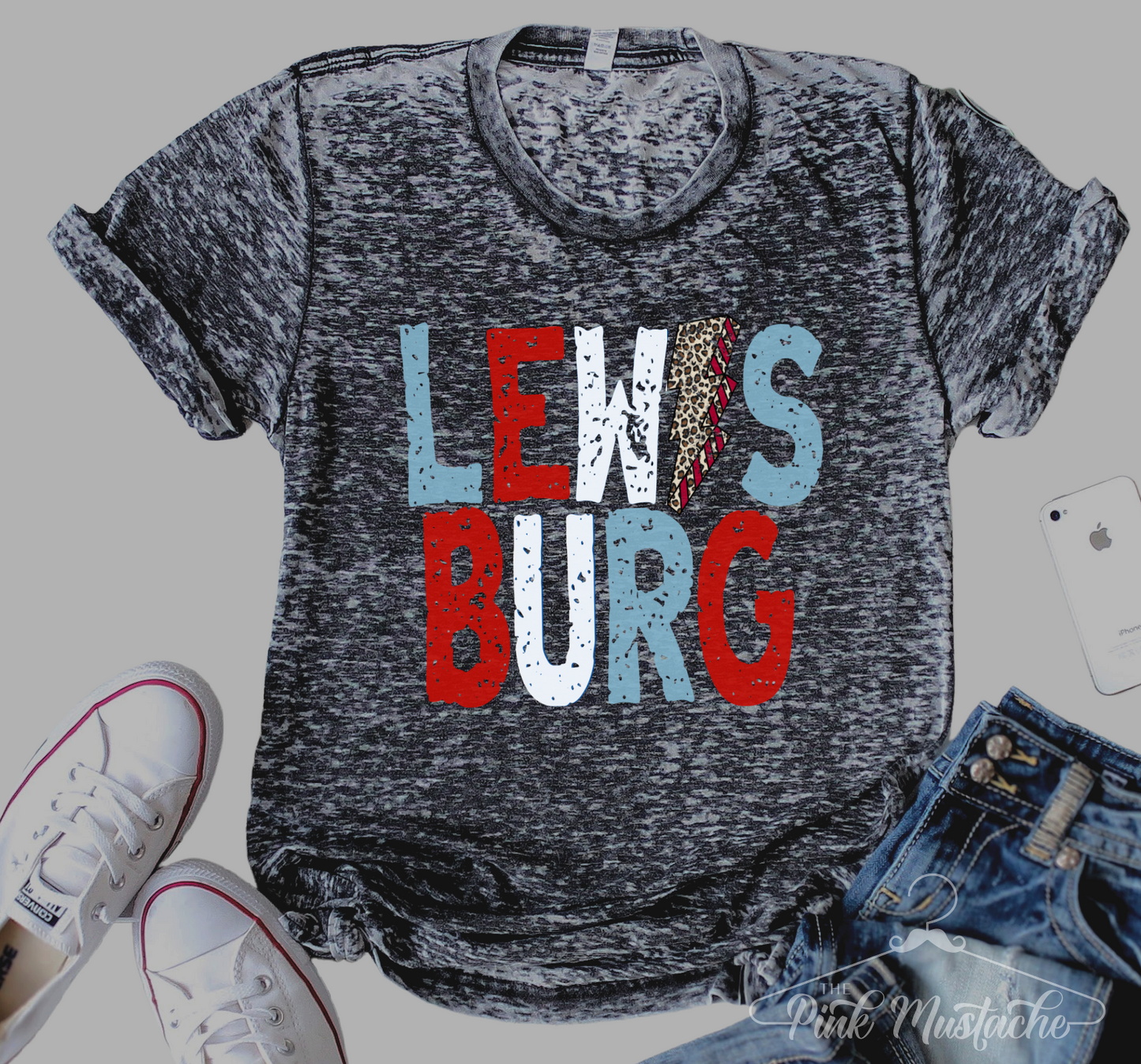 Acid Washed Lewisburg Patriots Distressed Unisex Shirt / / Lewisburg -Desoto County Schools / Mississippi School Shirt