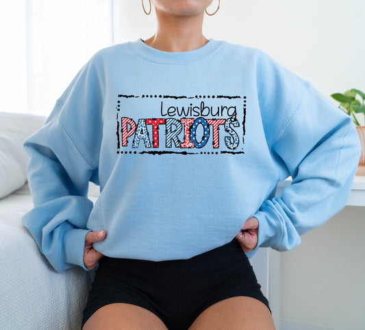 Lewisburg Patriots Unisex Sweatshirt  Adult Sizes/ Lewisburg -Desoto County Schools / Mississippi School Shirt