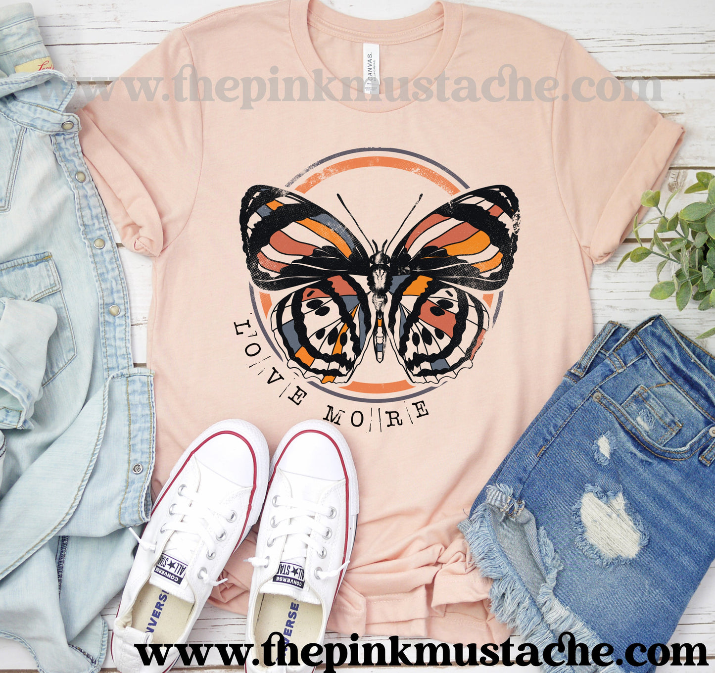 Love More - Retro Butterfly Vibes Softstyle Bella Tee / Fun Hippie Vibes Tee/ Youth and Adult Sizing Available