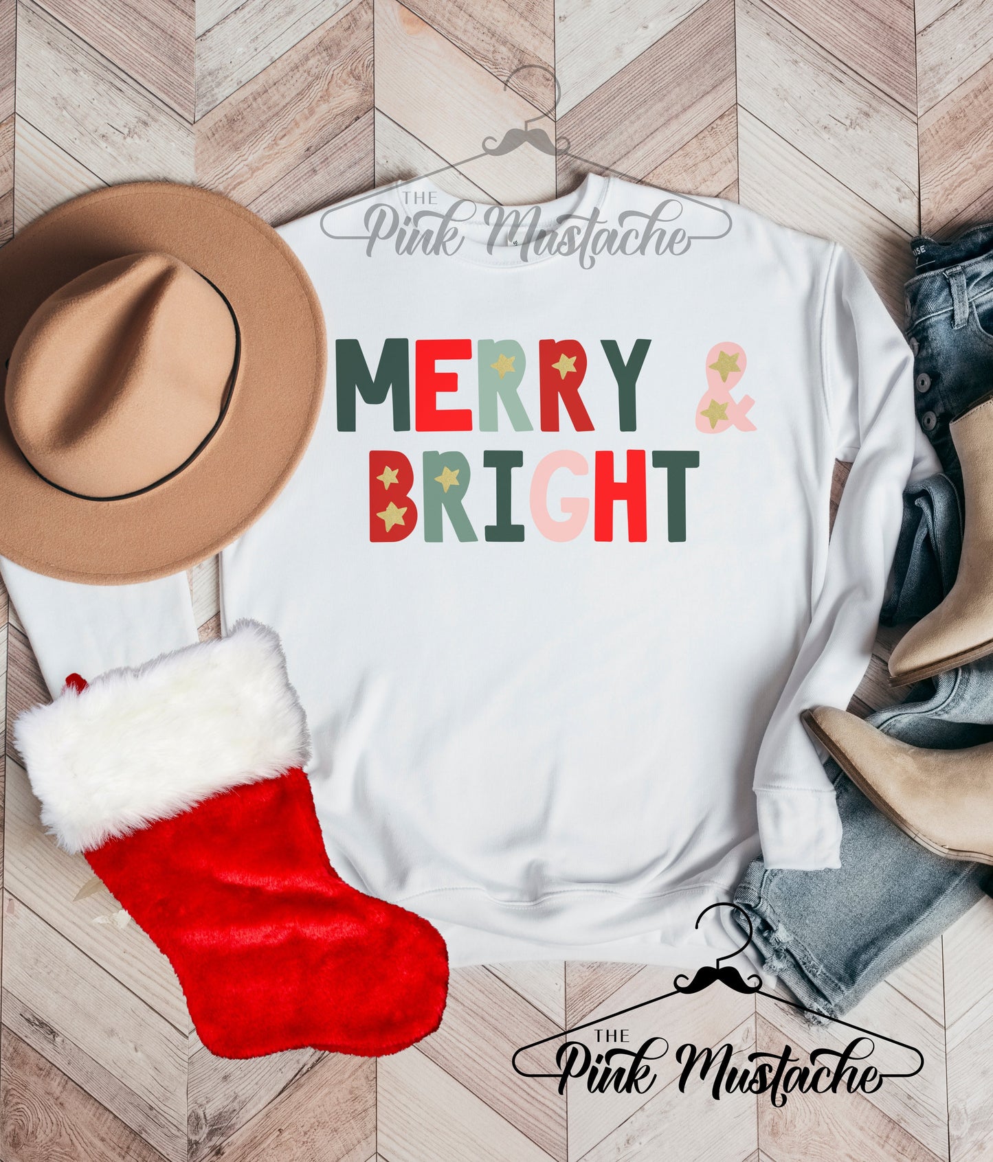 Unisex Merry and Bright Swetshirt -  Toddler, Youth, and Adult Size - Christmas Sweatshirt
