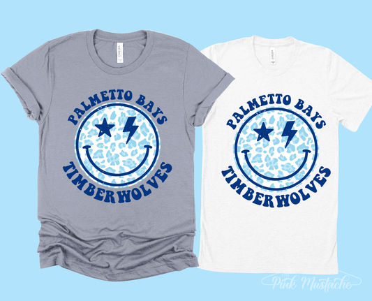Palmetto Bays Timberwolves Tee/ School Tees / Smiley Leopard