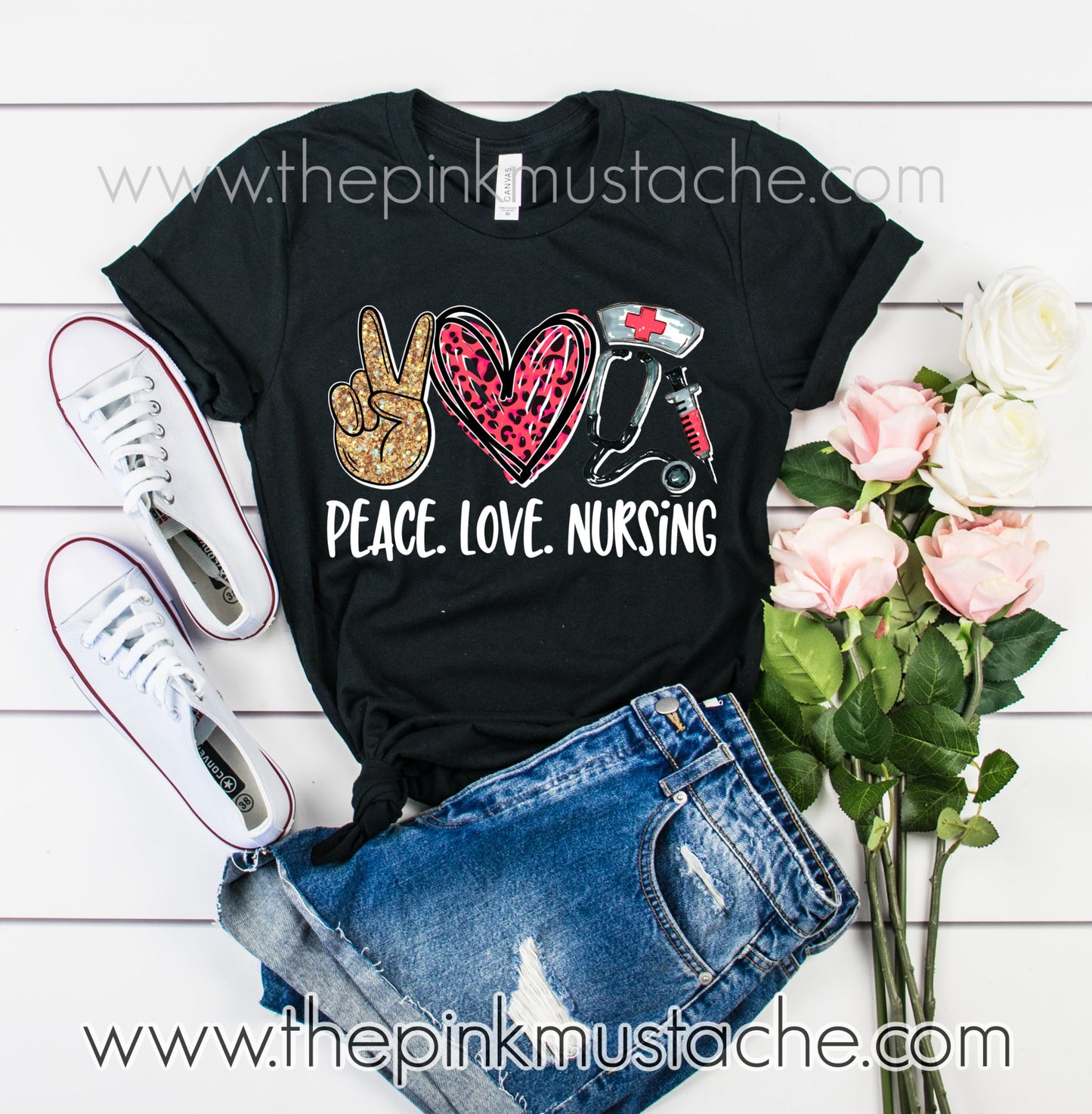 Peace Love Nursing Tee / Unisex Sized Nurse T-Shirt