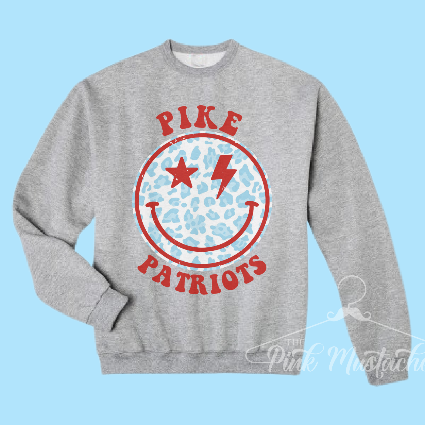 Pike Patriots Distressed Smiley Unisex Sweatshirt / Toddler, Youth, and Adult Sizes/ Lewisburg -Desoto County Schools / Mississippi School Shirt