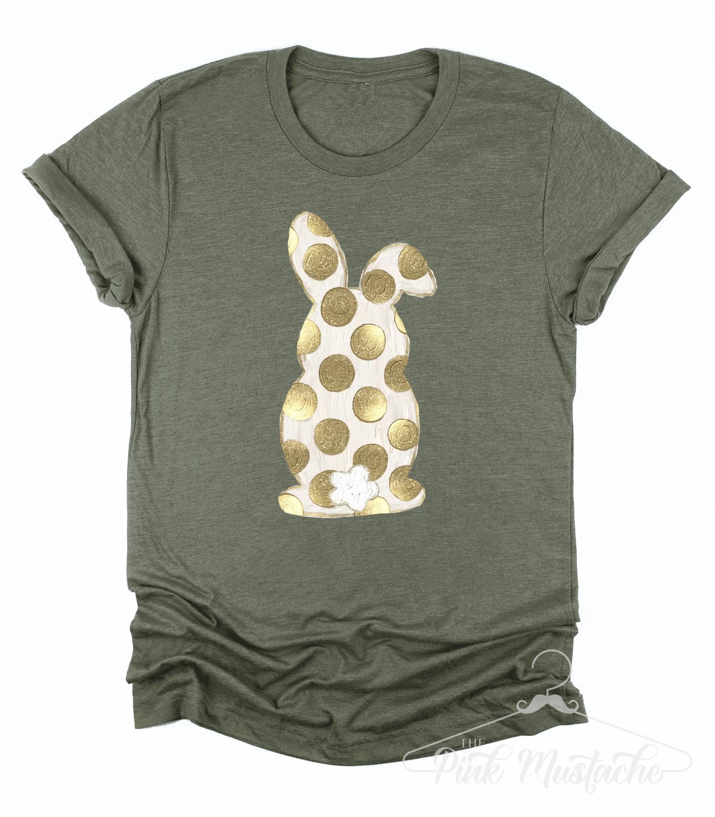 Gold Polka Dot Bunny Soft Style Tee-  Toddler, Youth, and Adult Sizes/Easter Tee/ Unisex Sized Tee / Easter Spring Shirt