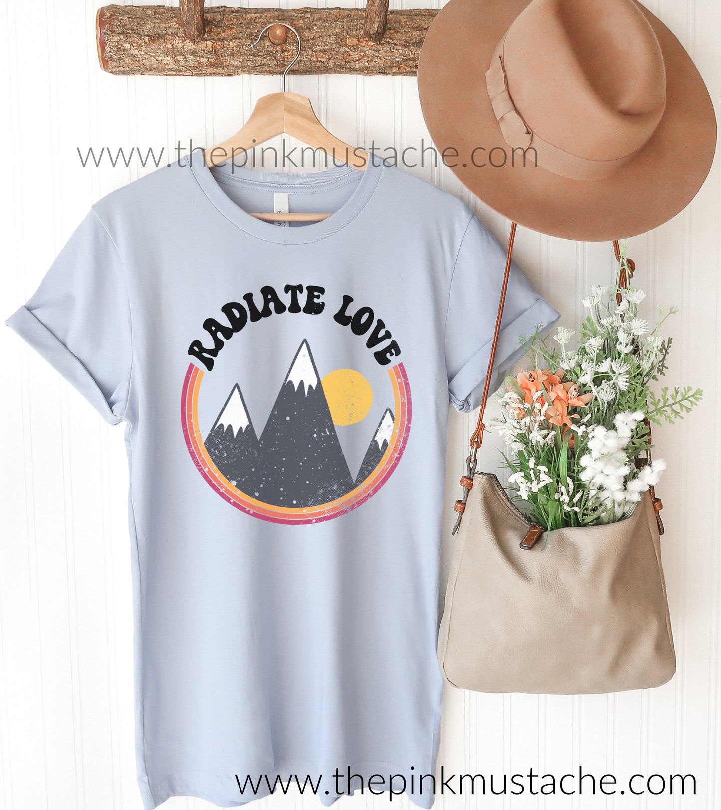 Radiate Love- Retro Vibes Landscape Softstyle Bella Tee / Fun Hippie Vibes Tee/ Youth and Adult Sizing Available