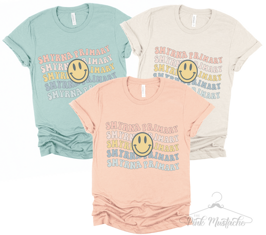 Smyrna Primary Retro Smiley Tee/ Soft Style Shirts