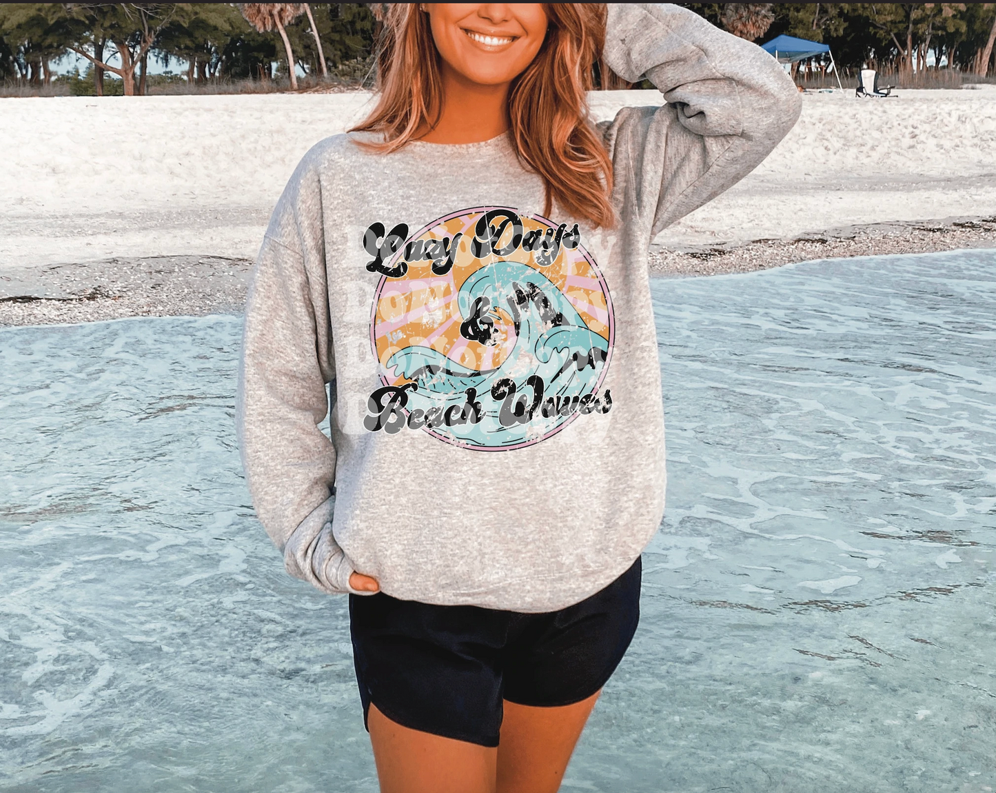 Lazy Days and Beach Waves Sweatshirt / Fun Layering Sweatshirt/ Adult Sizing Available