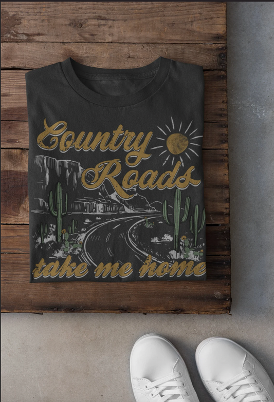 Country Roads Take Me Home - Soft Style Tee/ Toddler, Youth, and Adult Sizes
