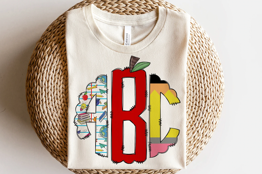 Monogrammed Back To School Tees / DTG Printed Bella Canvas Tees / Personalized Teacher or Student Shirts