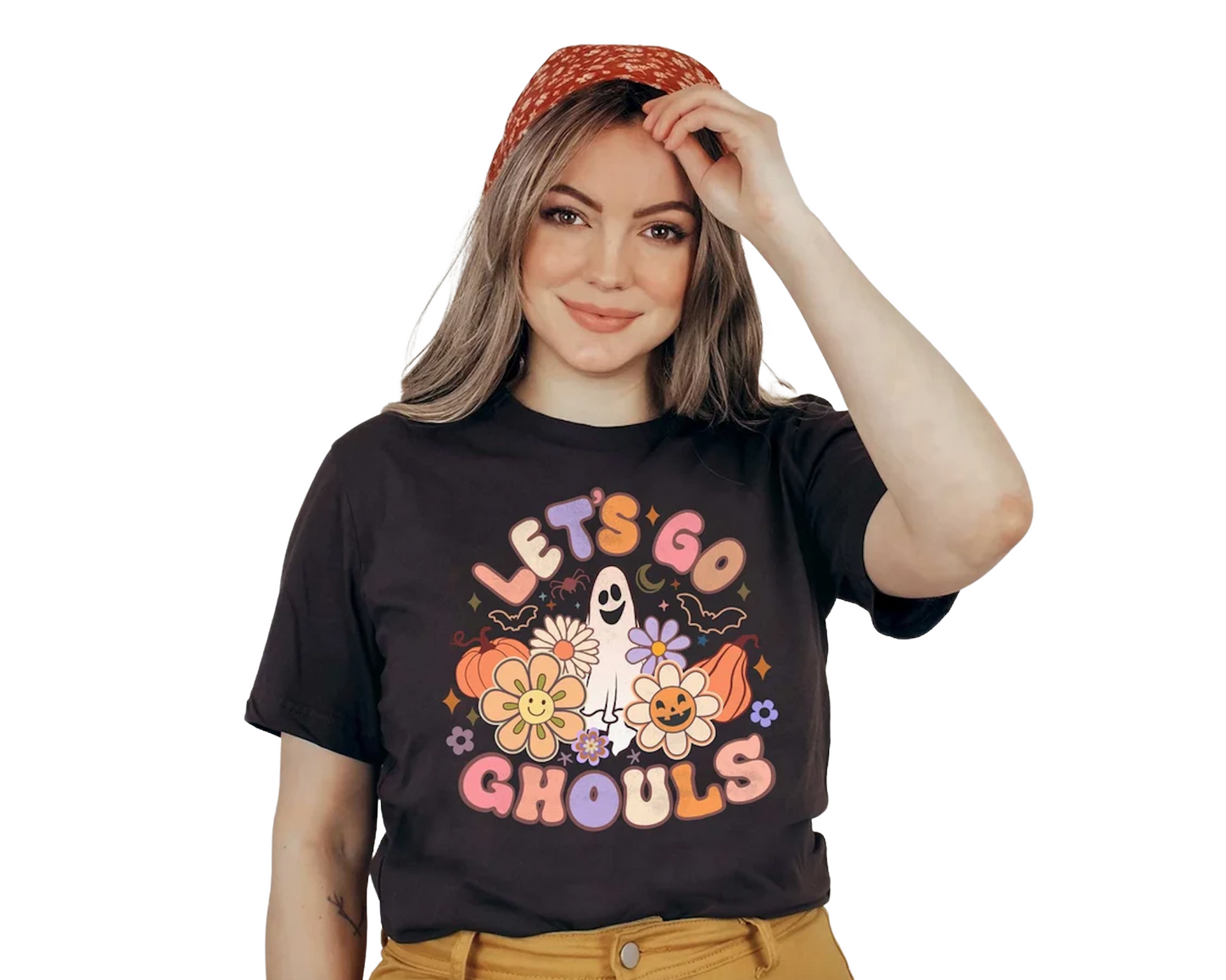 Black Let's Go Ghouls Halloween Shirt/ Softstyle Tee/ Toddler, Youth And Adult Sizes Available