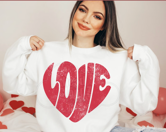 Comfort Colors, Gildan, or Bella Canvas Love Valentines Day Retro Unisex Sweatshirt/ Valentine's Sweatshirt/ Valentines Day Sweater