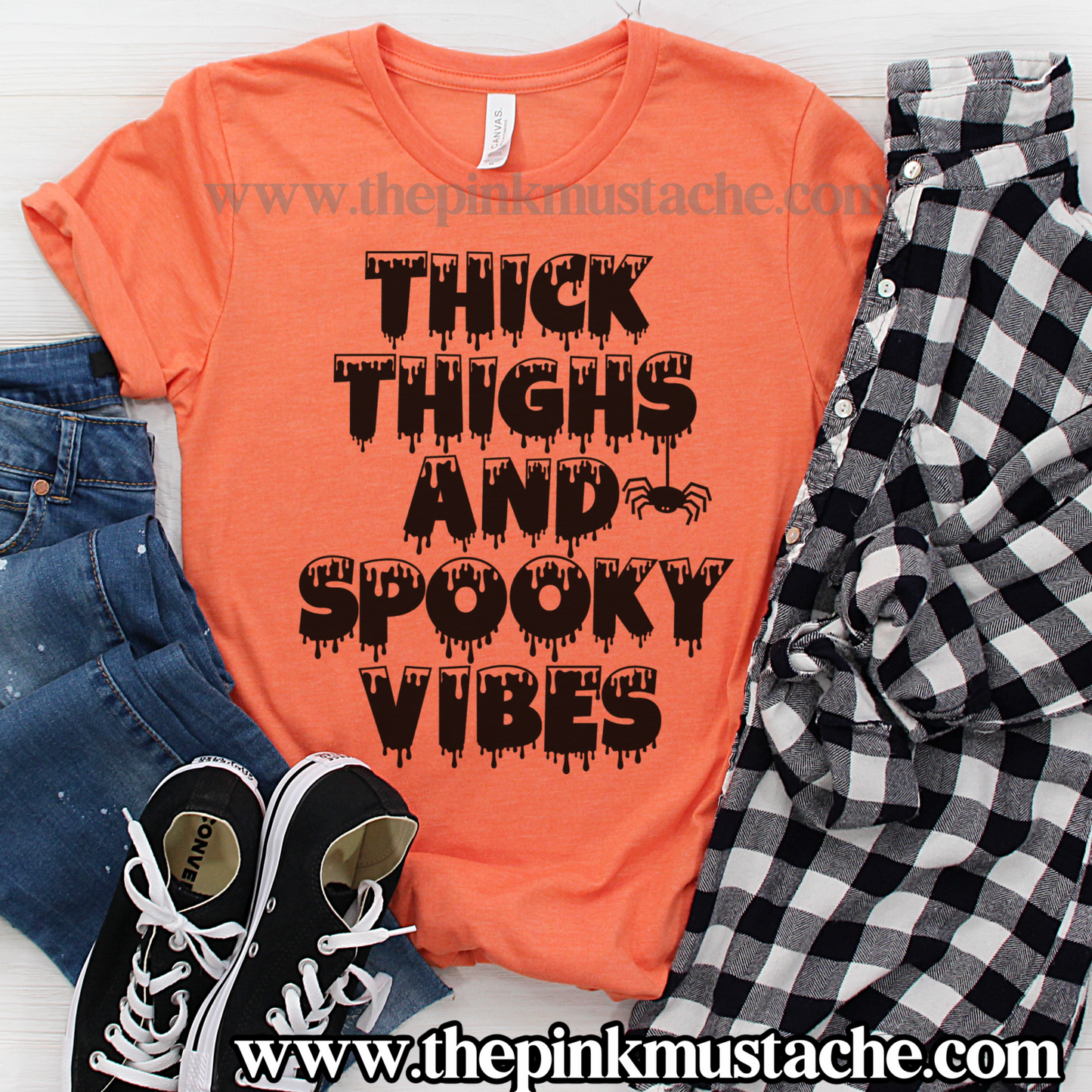 Thick Thighs And Spooky Vibes Bella Canvas T-Shirt/ Halloween Fall Shirt