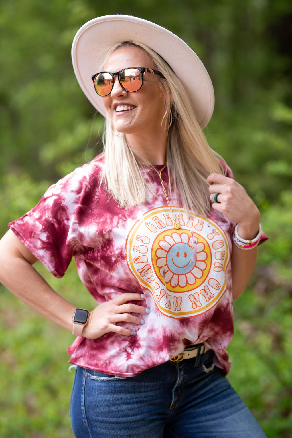 Create Your Own Happiness Retro Style Quality Chicka-D Tie Dye Slouchy Tee