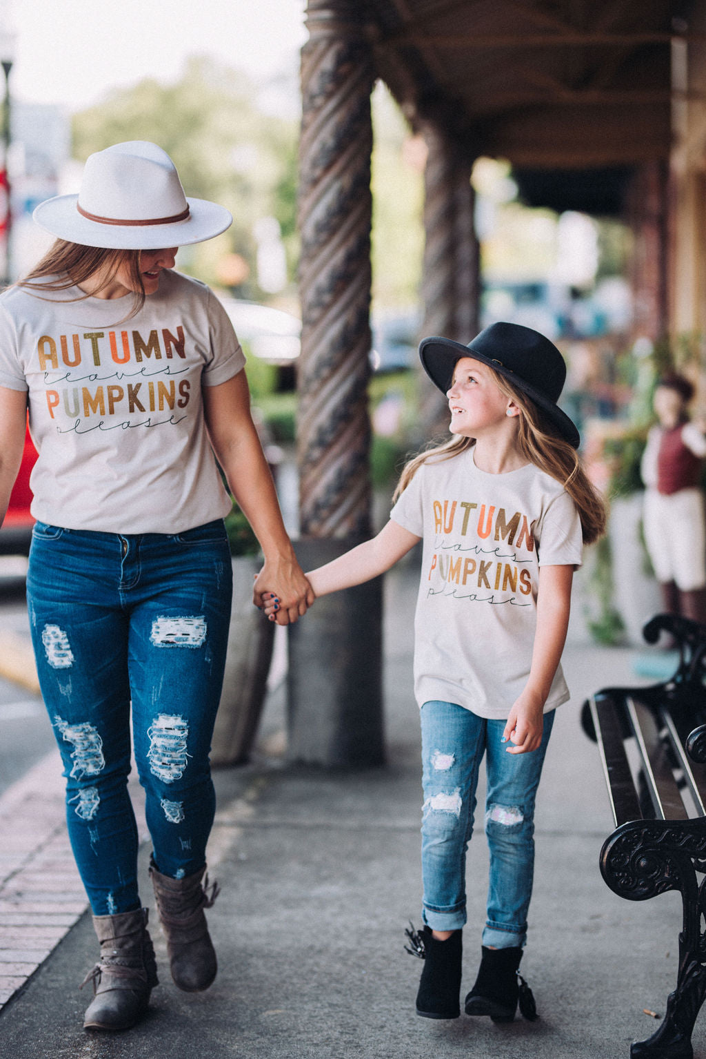 Autumn Leave Pumpkins Please- Mommy and Me Shirts - FALL Tee/ Bella Canvas / Fall Layering Tee / Teachers Tee