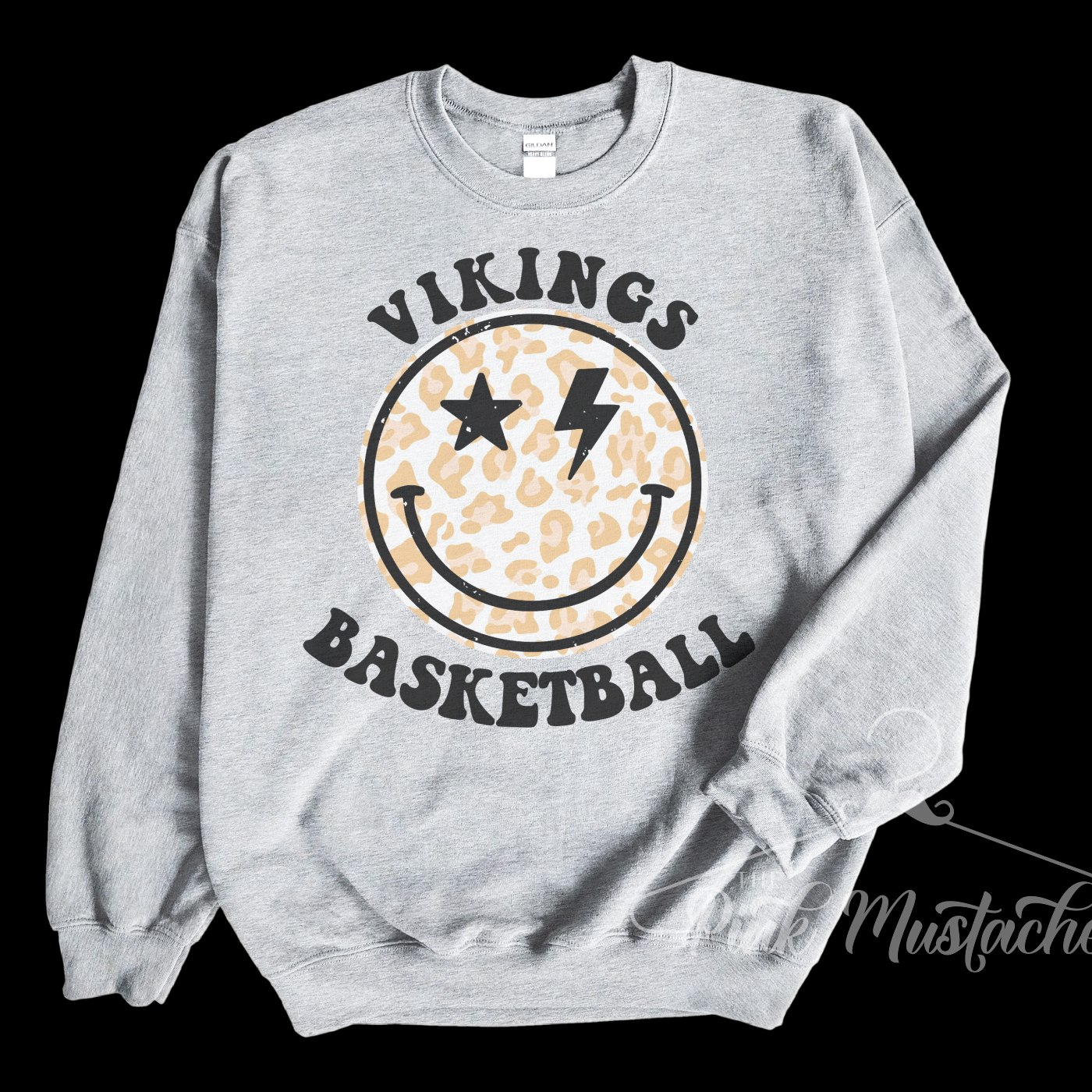 Vikings Basketball Distressed Smiley Unisex Sweatshirt / Toddler, Youth, and Adult Sizes