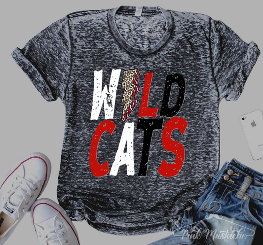 Acid Washed Wildcats Distressed Unisex Shirt / Wildcats Shirt / Mississippi Shirt