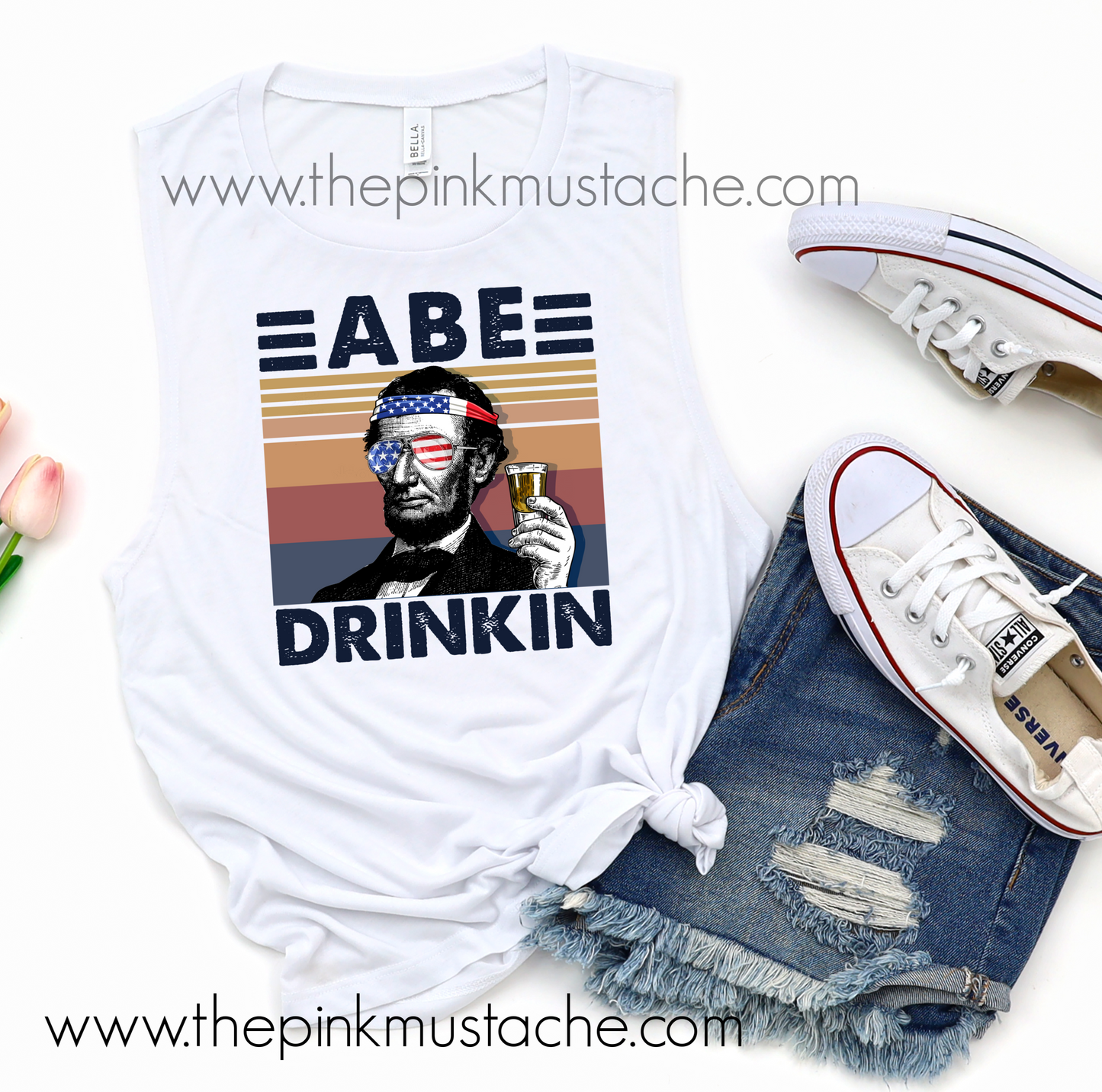 Drinking Presidents Collection Abe Drinkin Muscle Tank / Muscle Tank Top / Mens or Womens Cut Tank Available/ Abe Lincoln