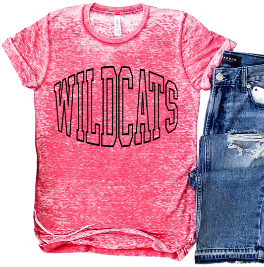 Acid Washed Wildcats University Print Shirt /Quality Baseball Retro Tee