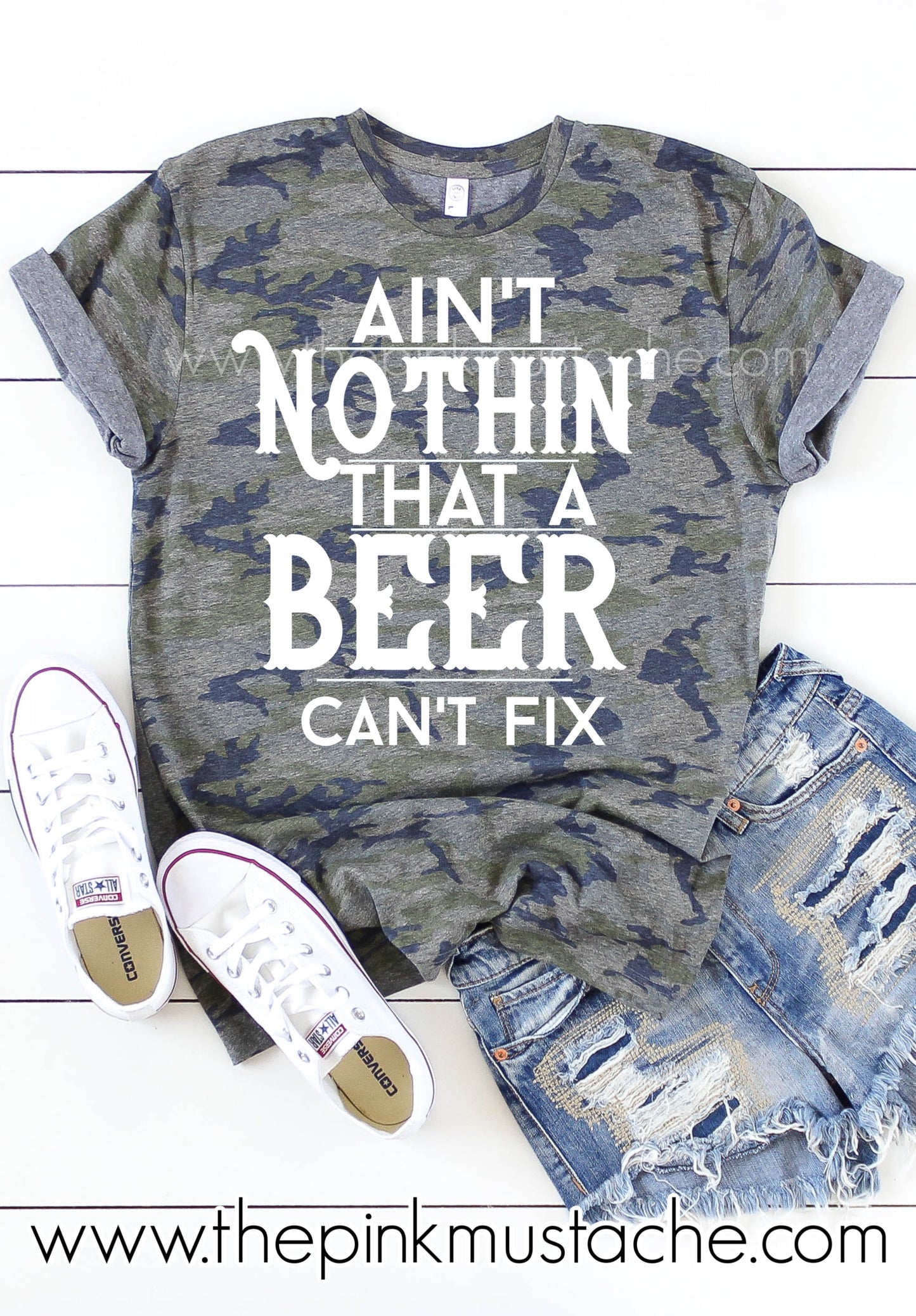 Camo Country Music Tee - Aint' Nothin' That A Beer Can't Fix Tee - Thomas Rhett