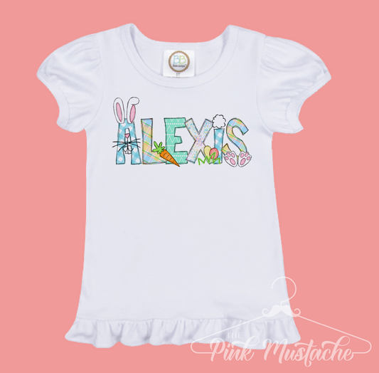 Custom Easter Shirts For Girls With Personalized Name / Blanks Boutique Ruffle Shirt