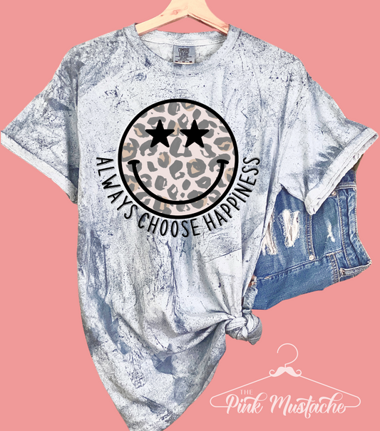 Alway Choose Happiness Comfort Colors Color Blast Distressed Tee- Sizes and Inventory Limited