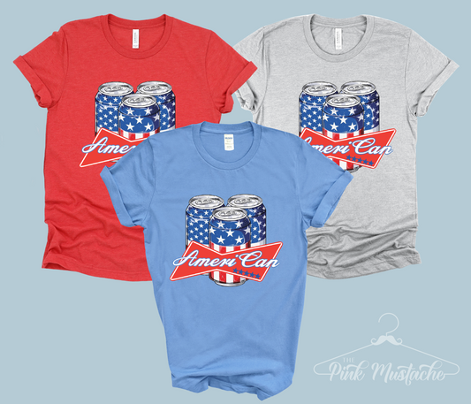 Unisex Soft Style Ameri Can Funny Tee / Memorial Day TShirt / Beer Can Shirt / Men's Tees / USA July 4th shirt