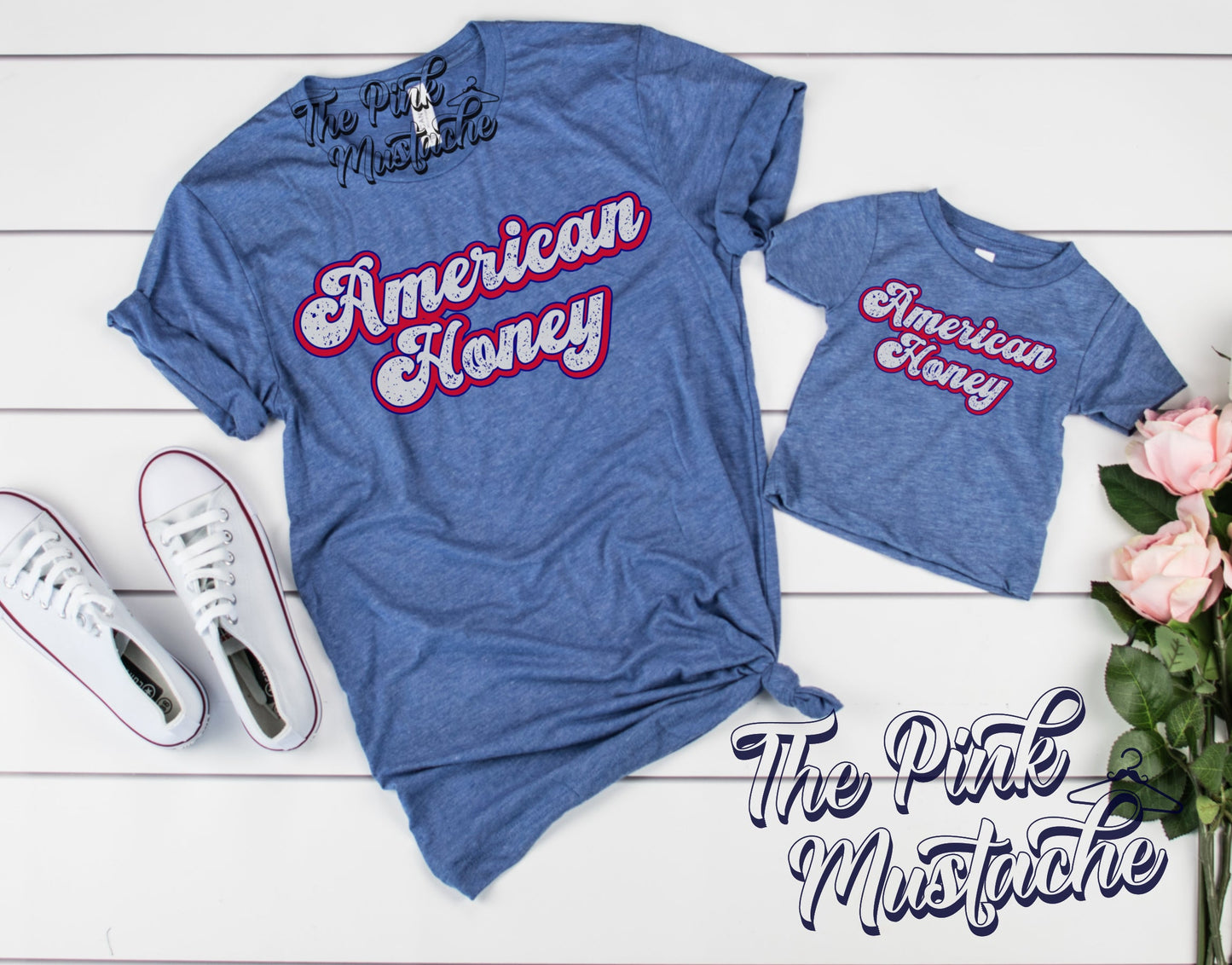 American Honey Mommy and Me Matching Shirts / Memorial Day July 4th / Retro Style/ Toddler - Youth - Adult Sizing